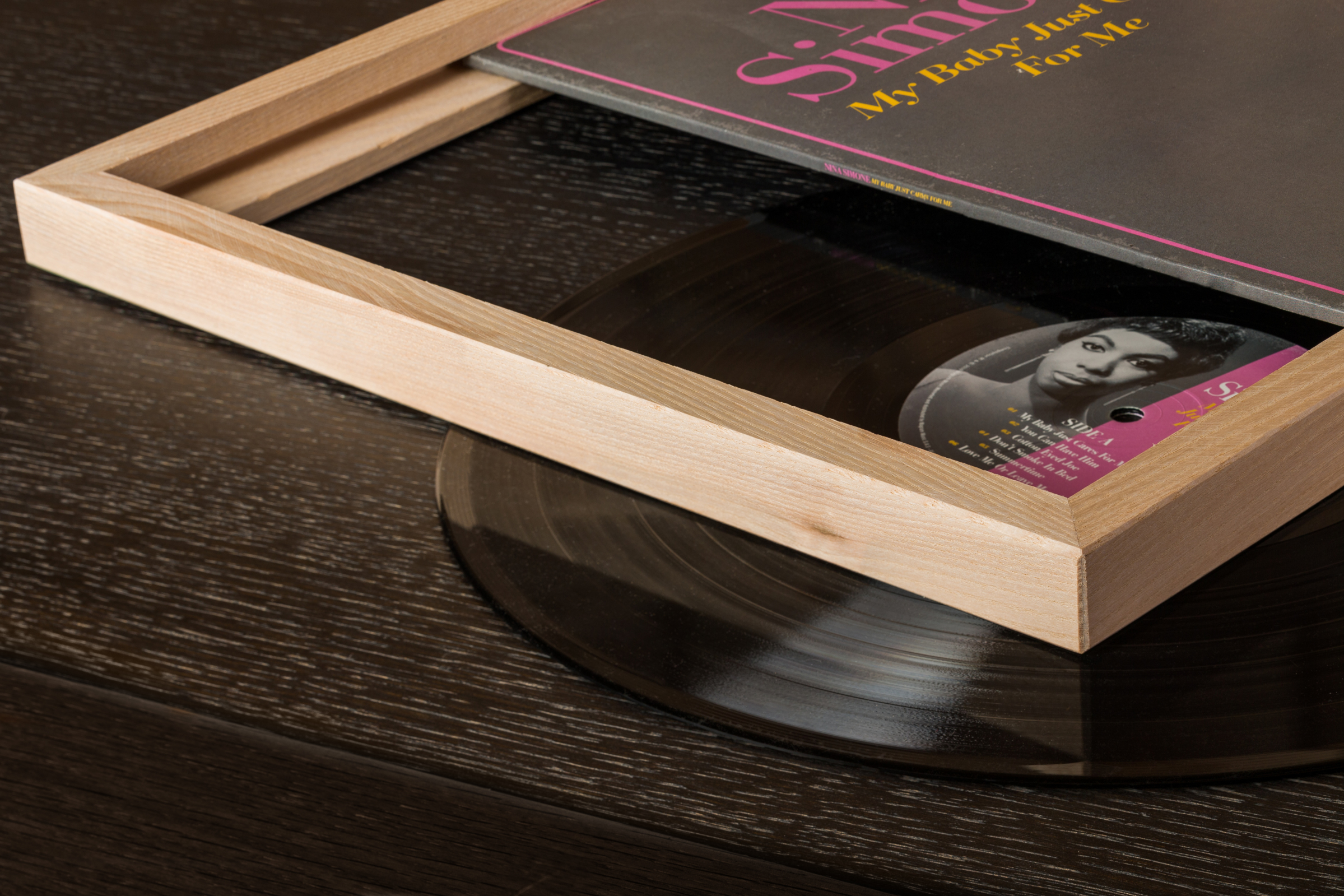 Cadre d'affichage en bois pour album de disque vinyle LP, cadre photo avec  polymères, plexiglas