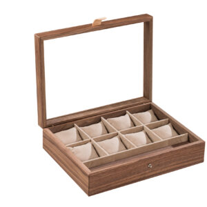 Coffret à montres en noyer avec couvercle vitré - XL