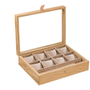 Coffret à montres en chêne avec couvercle vitré - XL