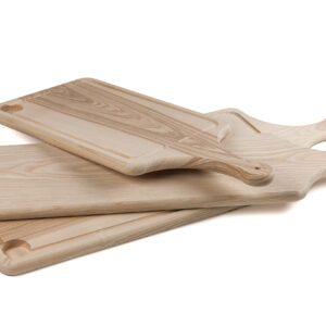 Trio de planches à découper en bois avec manche, modèle rustique