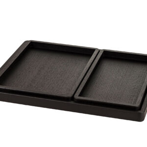 Trio de plateaux de service en bois, coloris noir