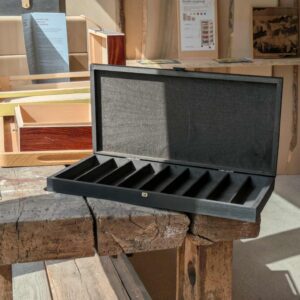 coffret en bois noir pour 9 couteaux avec fermoir chromé